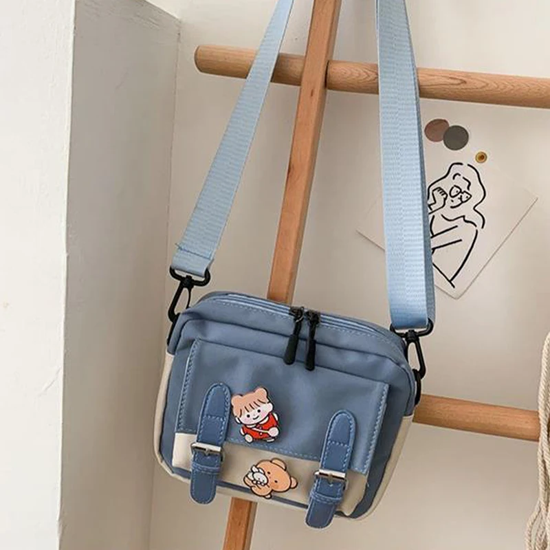 Koreanischen Stil Nette Mädchen Leinwand Tasche Student Schulter Kleine Quadratische Tasche Multifunktionale Alle-spiel Kreuz Tasche