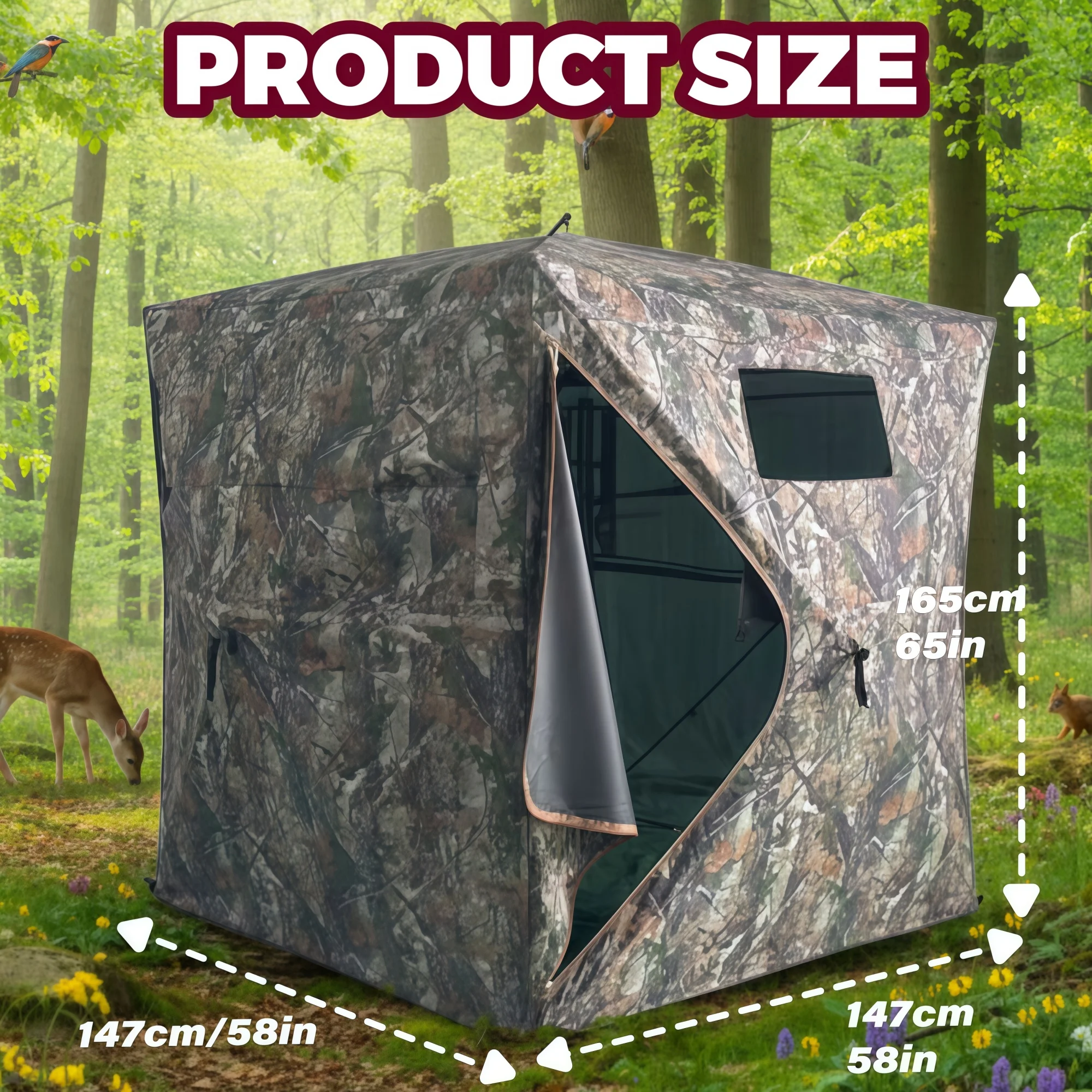 

Camouflage Pop-Up Hunting Blind Ground Shelter for Deer Turkey And Duck Hunting Easy Setup And Storage Outdoor Camo Blind