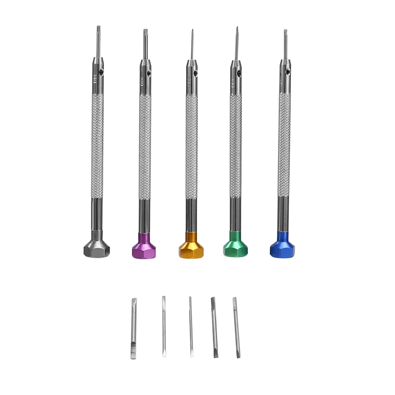 5Pcs/Set 0.8-1.6Mm Steel Screwdriver For Watch Repairing Portable Watch Tools Band Removal With Pins Watchmaker Tools