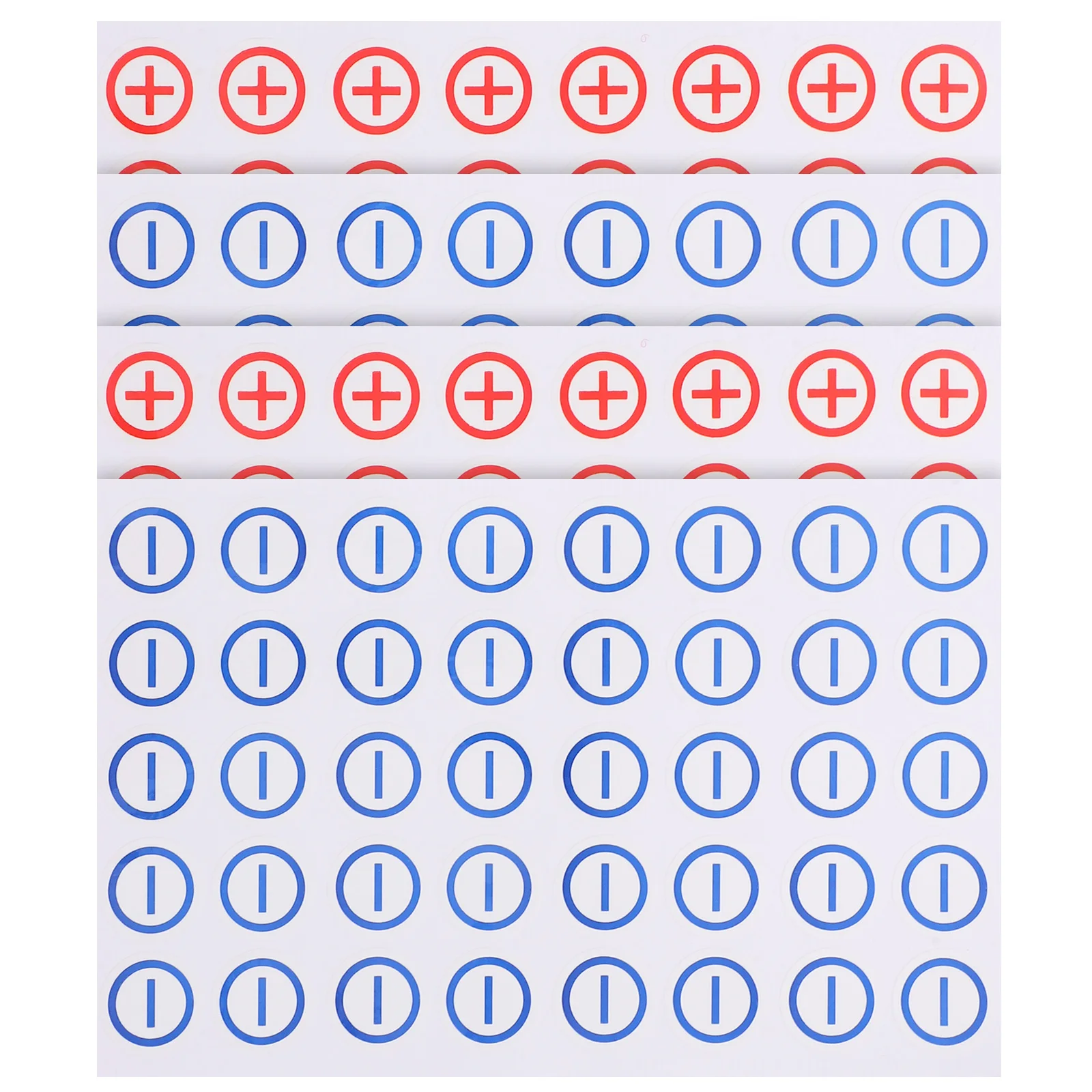 4Sheets Round Polarity Labels Stickers Electrical Machines Warning Decals Safety Signs Strong Adhesive