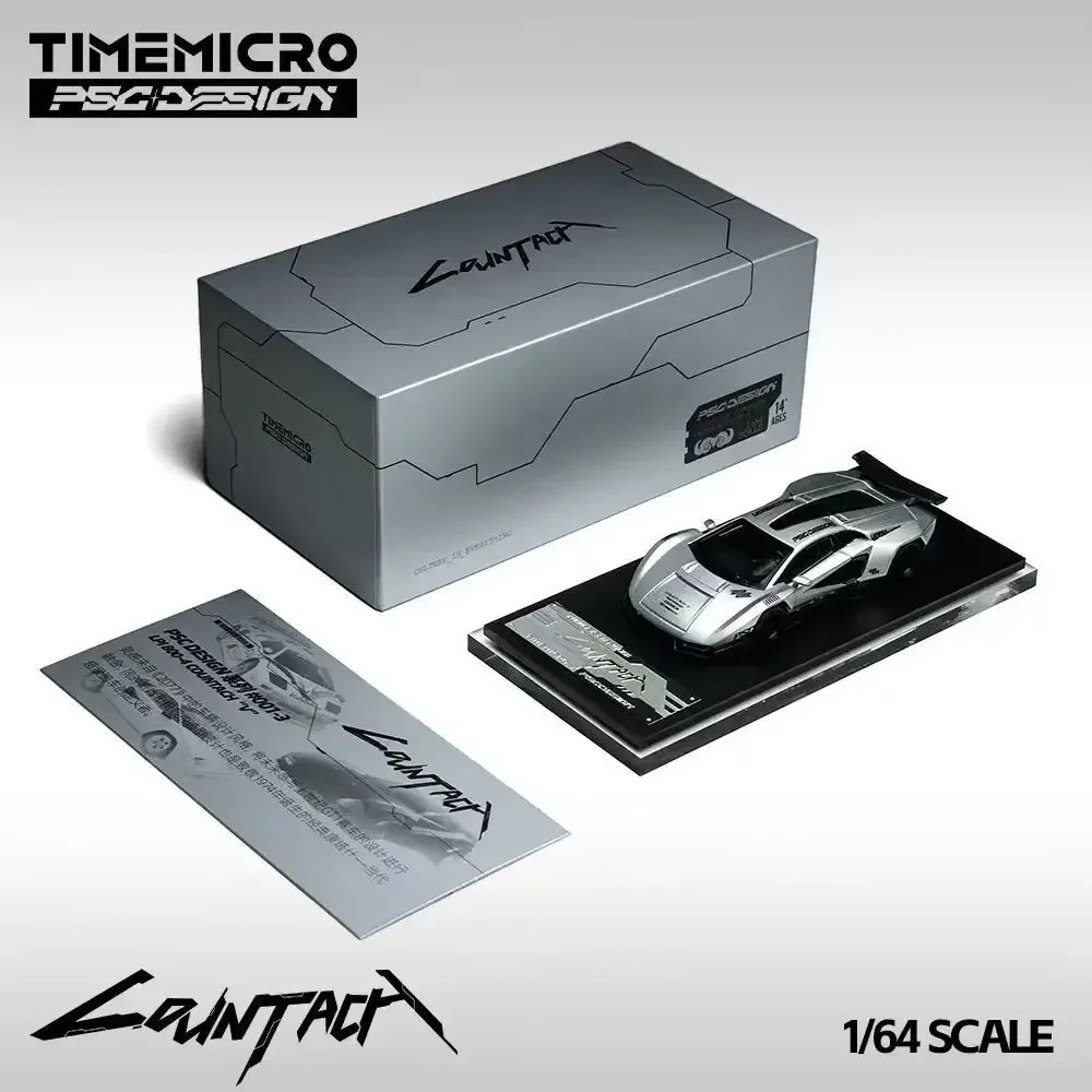 

In Stock TM 1:64 PSC Cyberpunk Countach LPI800 4 V Silvery Diecast Diorama Car Model Collection Toy Time Micro
