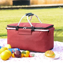 Insulation Picnic Basket with Handle Large Capacity Foldable Ice Bag Ice Basket Outdoor Insulation and Cold Portable Storage Bag