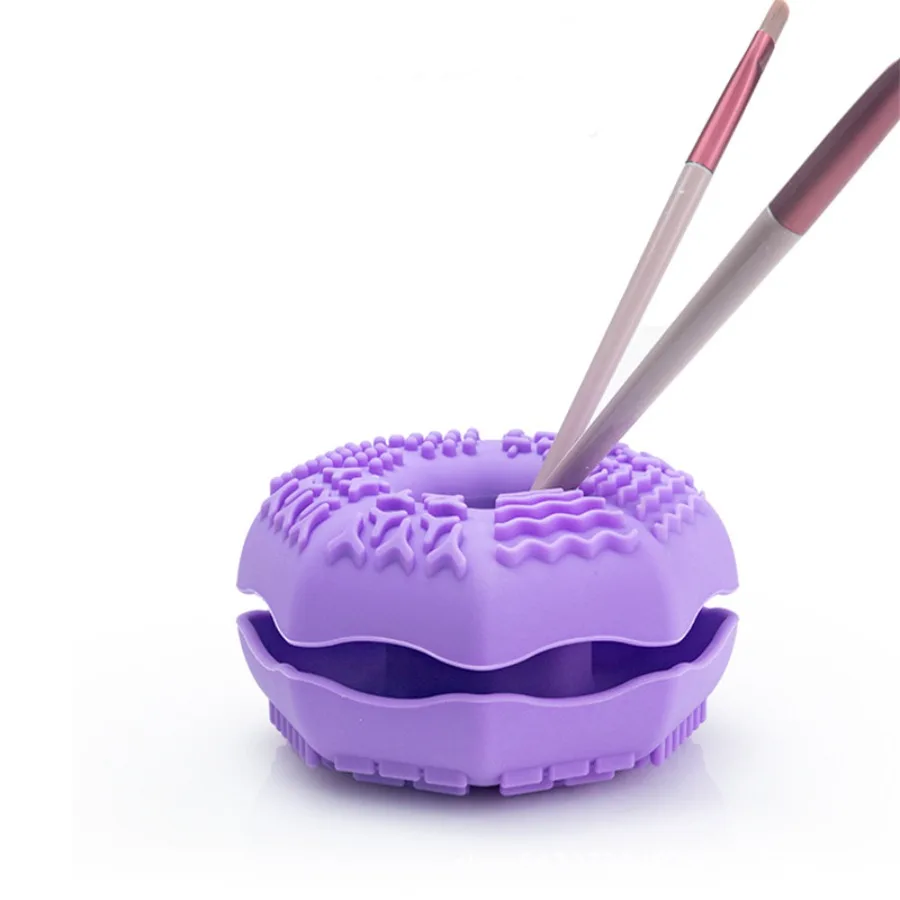 Multifunktionaler Donut-Make-up-Pinselreiniger, kann als Aufbewahrungsröhrchen für Waschbecher verwendet werden, aus Silikonmaterial