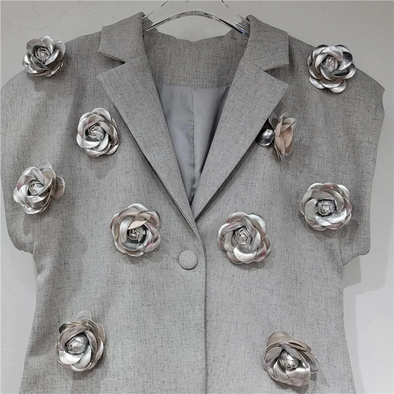 HKSH Herbst Neue Frauen High Street Stilvolle Dreidimensionale Blume Einzigen Taste drehen-unten Kragen Casual Trendy Weste HK7801