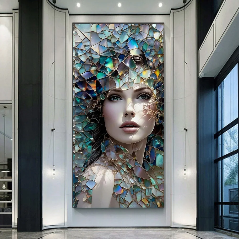 فن جداري تجريدي كلاسيكي لتزيين المنزل ، صورة امرأة مكسورة ملونة ، ملصق مطبوع على قماش عالي الدقة ، ديكور غرفة المعيشة وغرفة النوم #4