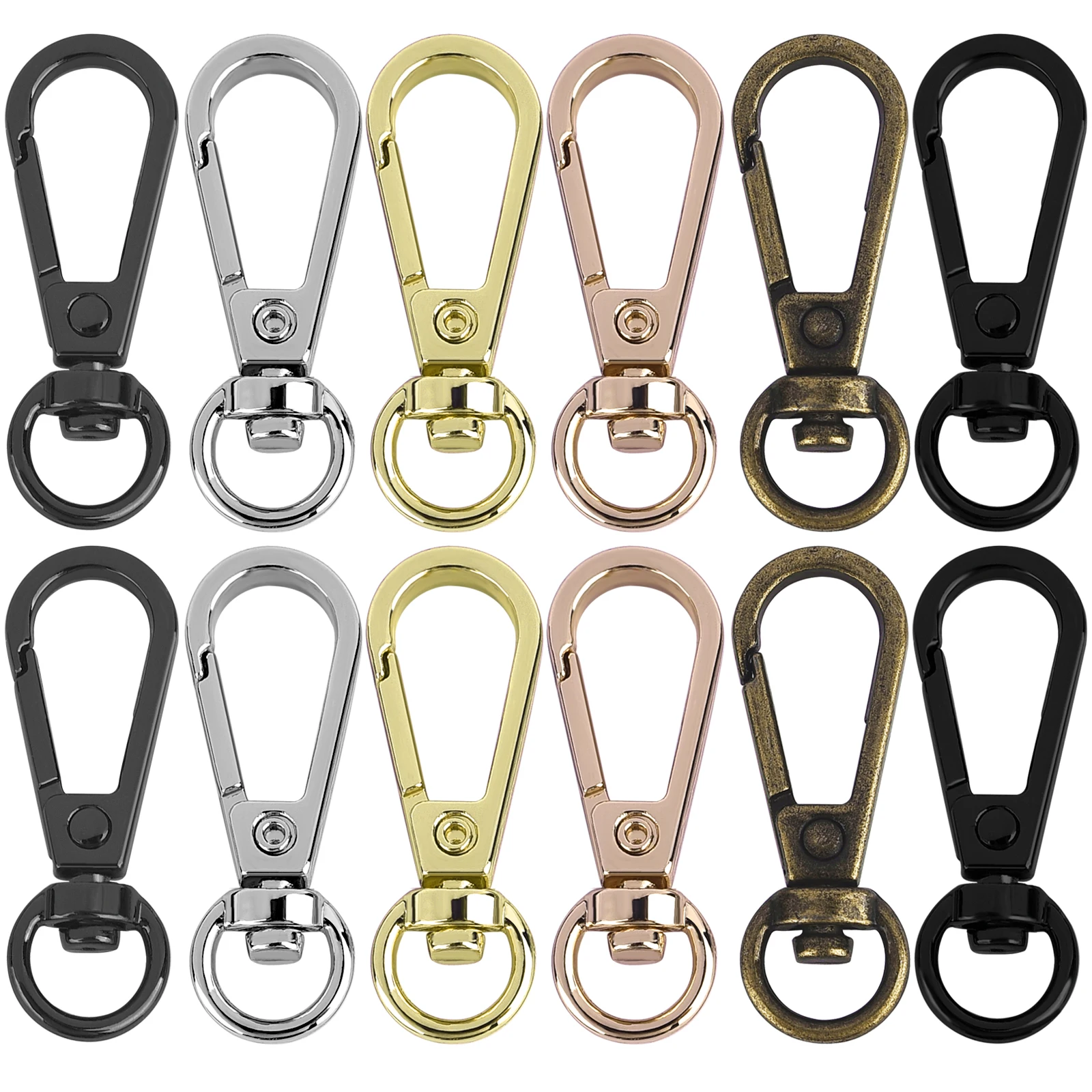 5pcs Metal Swivel O-Ring Eye Snap Hook Trigger Clasps Clips For Leather Craft Bag Strap Belt Webbing Keychain Pendant Accessory