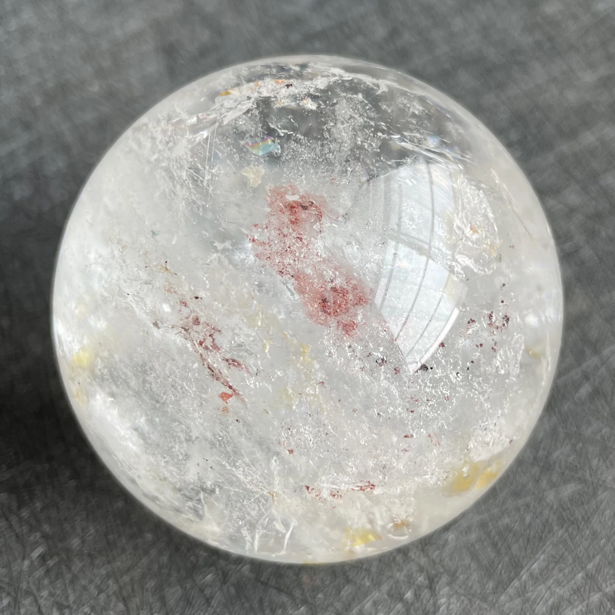 

237g Natural Stone Clear Quartz Sphere Rainbow White Crystal Ball Rock Decoration Rough Polished Healing W8