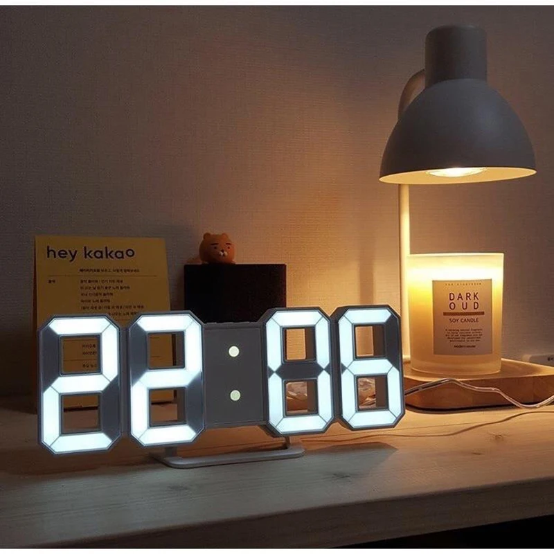 

3D LED Digital Wall Clock With Nightlight Luminous Alarm Indoor Desktop Wall Clock With USB Line For Living Room Home Decoration