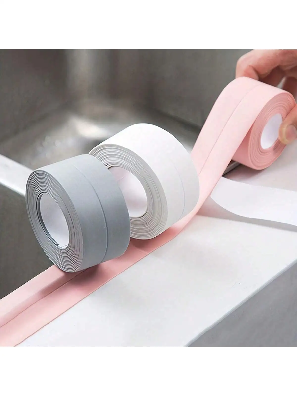 1 roll - Kitchen and bathroom waterproof and mildew proof silicone tape - Sealing strips for gaps, toilet edges, and corners