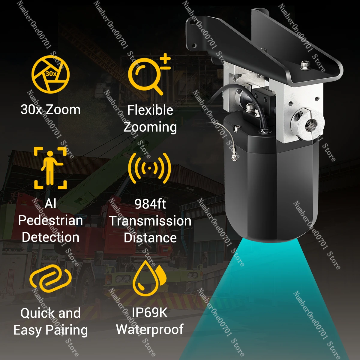 

STONKAM Waterproof IP69K Wireless Tower Crane Camera System With Auto 30X Zoom Wireless Monitor