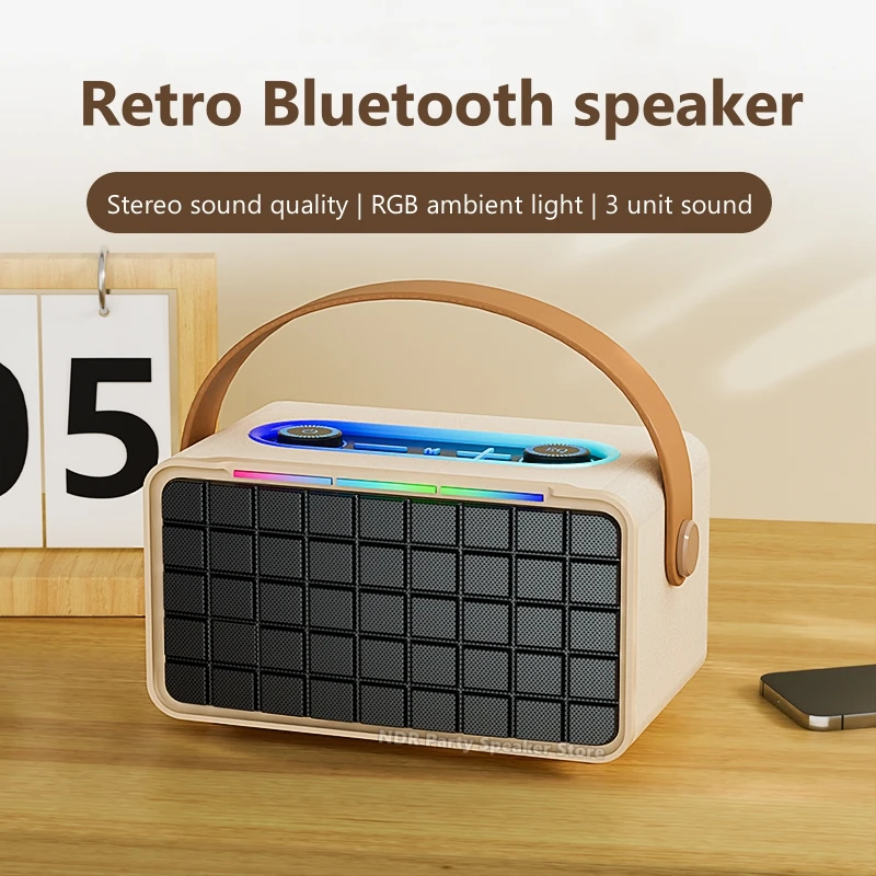 NR8801 Portable Mini Bluetooth Speakers Wireless Loudspeaker Box with Multicolor Rhythm Light BT5.3 for Home/party/outdoor/beach