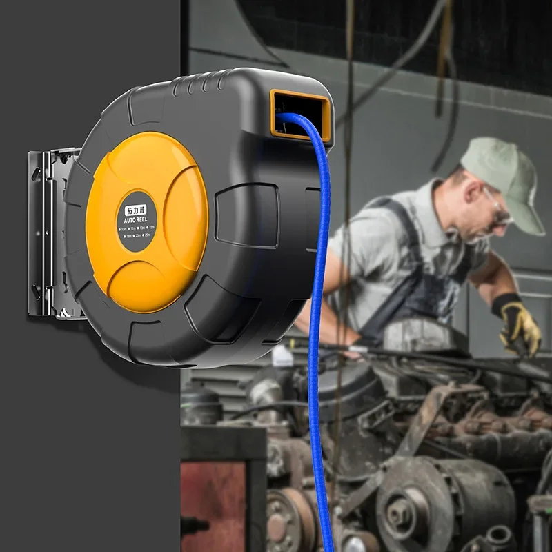 Automatic Retractable Hose Reel Rotatable Water /Air Drum PU Yarn Clamping Tube With Auto Repair Water gun/Air Gun Hose Reel