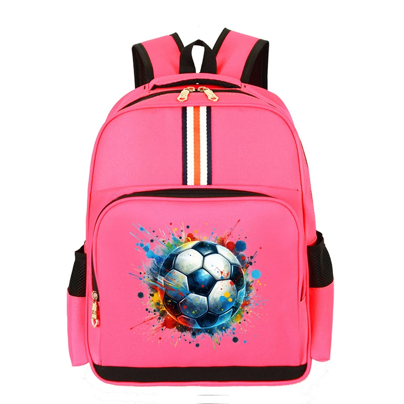 Watercolor Soccer Print Primary Student Backpack Soccer Fan Outdoor Travel Multi-function Kids Backpack Ball Primary School Bags