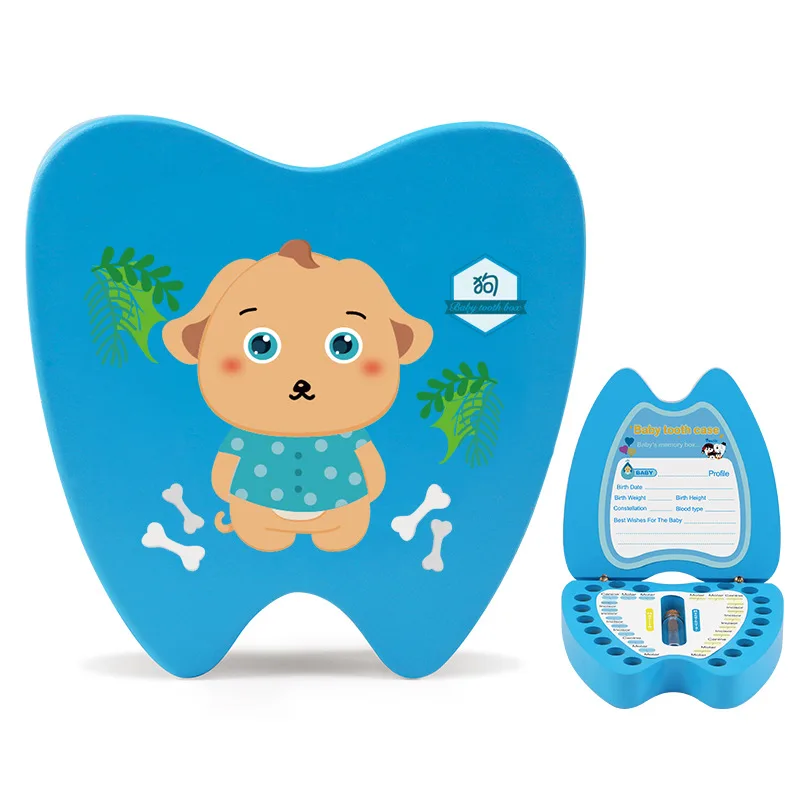 Caja de hadas de dientes para niños, caja de dientes de madera inglesa, caja de almacenamiento de dientes de bebé, caja de dientes de bebé para niñas, M