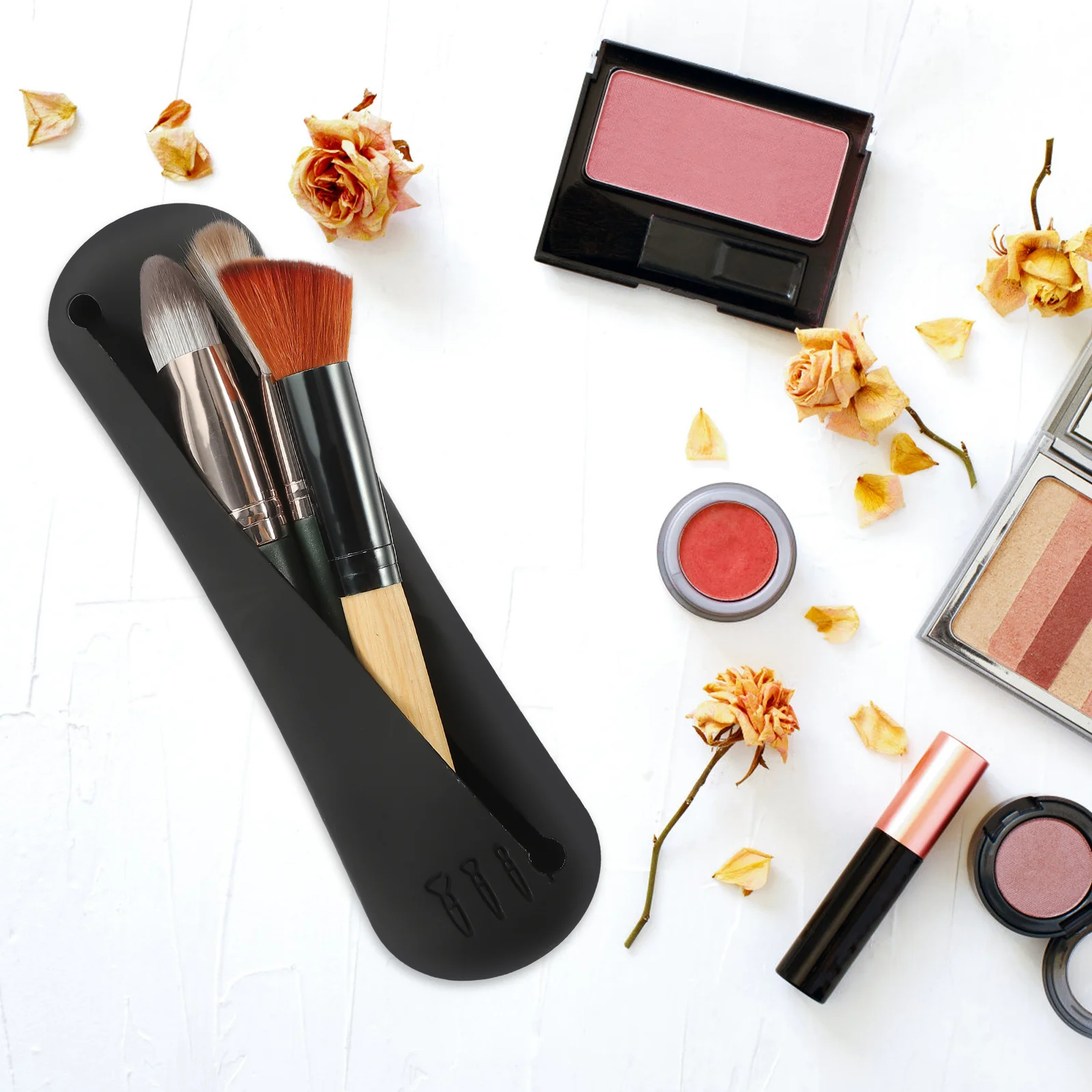 Porte-brosse de maquillage Portable en Silicone, organisateur de brosse souple, mallette de rangement d'outils de maquillage de voyage, mallette de rangement pour crayons à sourcils