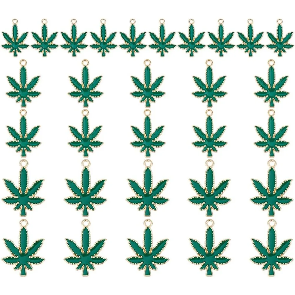 30Pcs 3 Styles Alloy Maple Leaf Charms Enamel Green Maple Leaf Charms Fall Enamel Pendants Leaf Shape Tree Leaves Pendant kit