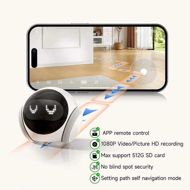 Magic S1 Robot Walk Cam Mobile Night Vision 1080P HD Video Movable Indoors Smart Home Pets Tracking Camera Robot