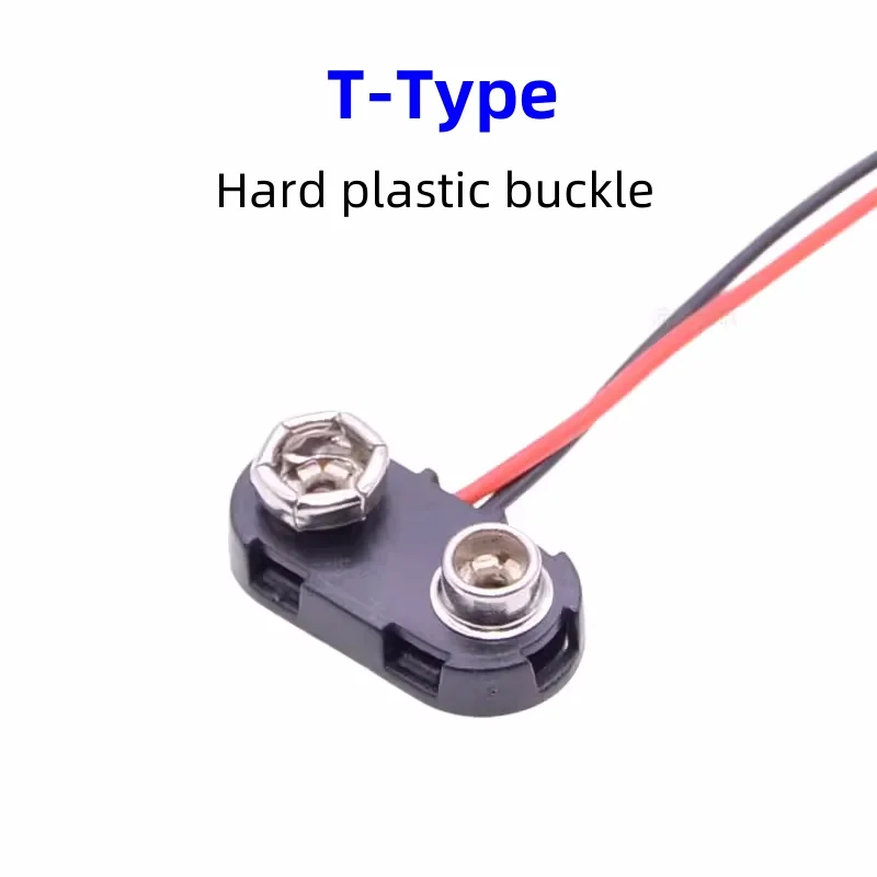 9V Batterij Knop/Connector Kabel Lengte 15Cm T-Type /I-Type 6f22 Vierkante Batterij Box/Cap/Seat Harde Plastic Gesp/Lederen Gesp