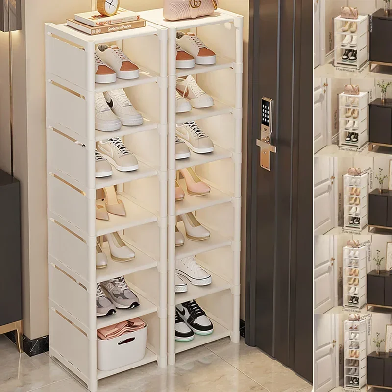 

Stackable Multilayer Shoe Rack Simple Doorway Sneakers Shoes Storage Save Space Corner Shoe Rack for Wall Adjustable Shoes Stand