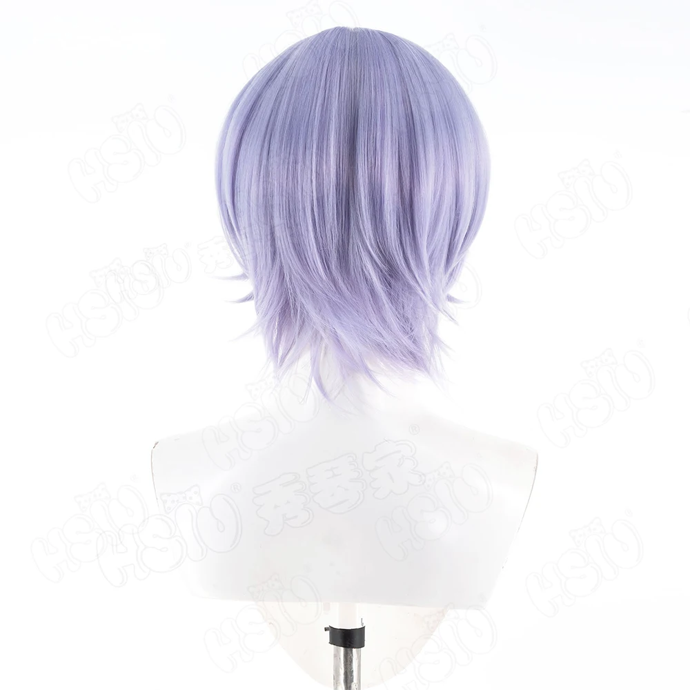 Anim KPop Demon Hunters Saja Jongens Mystery cosplay Pruik 30 CM grijs paars kort haar Synthetische Pruik + Pruik cap Party Halloween Pruik