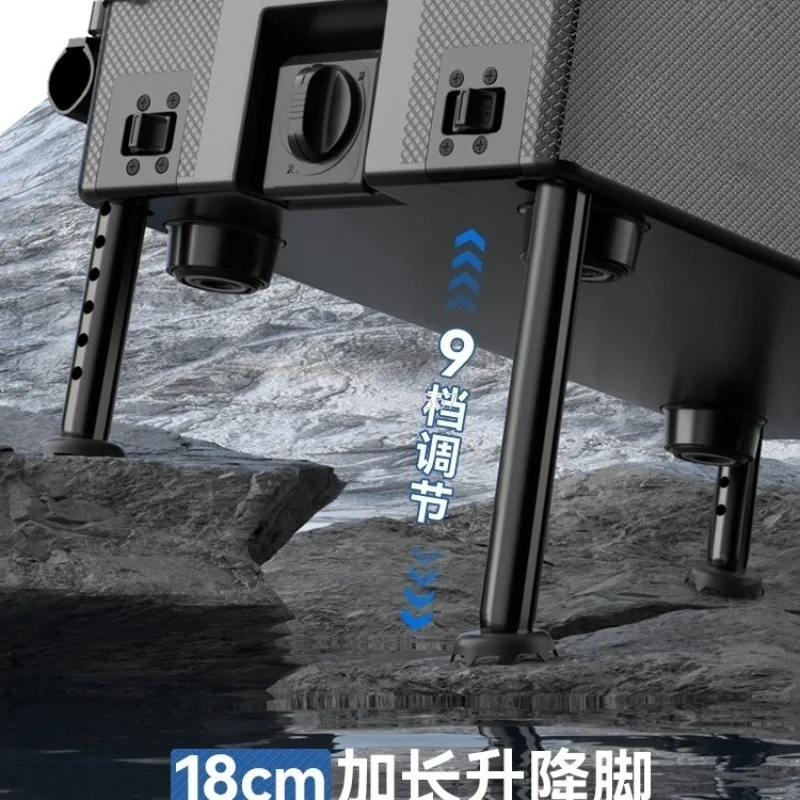 29L Fishing Cooler Box, Seat Fishing Tackle Box with Backrest, Portable Fish Storage Container for Angler