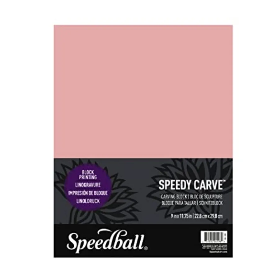 4196 Speedy-Carve Block Printing Carving Block Soft, Easy Carve Surface 9 x 11-3/4 Inch, Pink