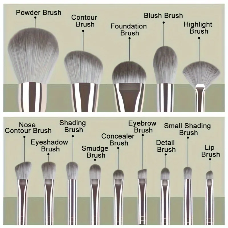 Conjunto de pincéis de maquiagem de luxo de 14 peças - Pincéis profissionais para detalhes de rosto inteiro e olhos super macios para aplicação de base, blush, etc.