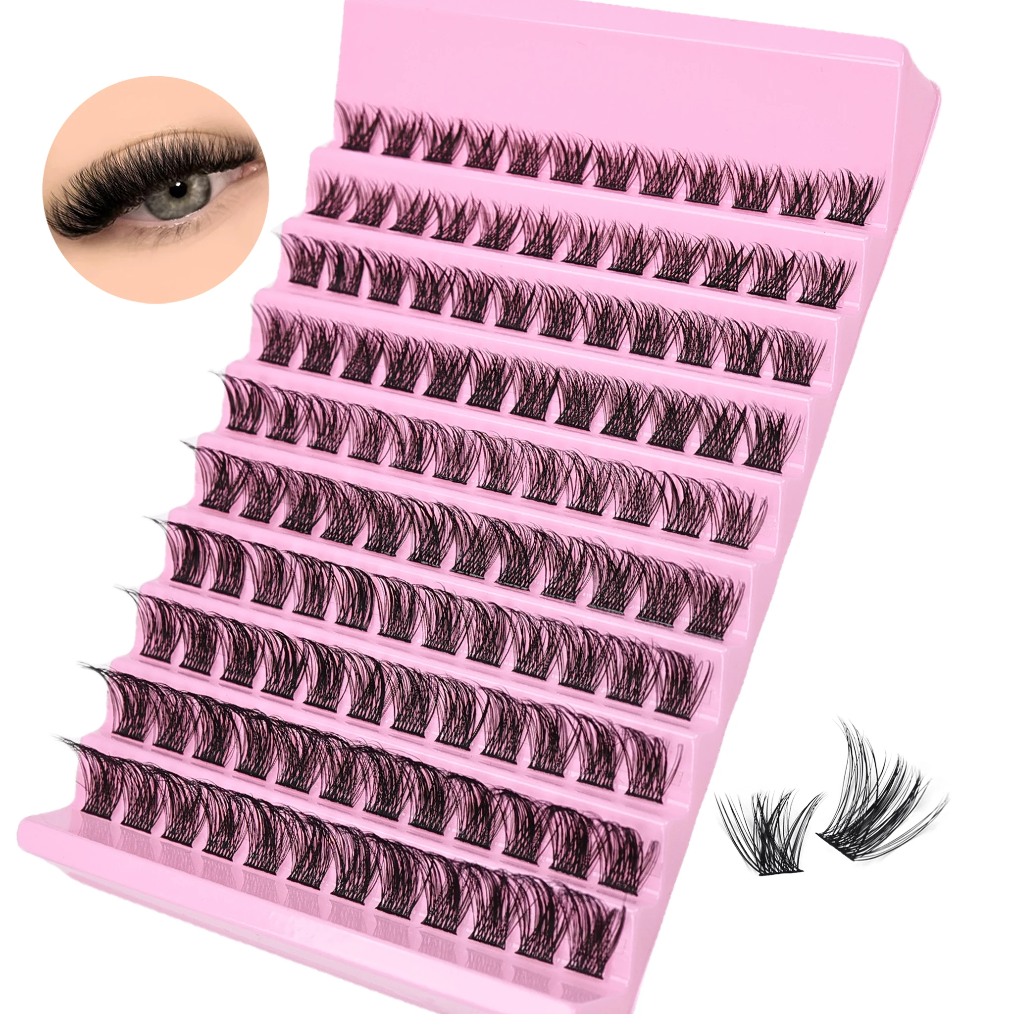 Wimpernbüschel Katzenwimpern Flauschige Einzelwimpernverlängerungen Voluminöse Flauschige Büschelwimpern DIY-Wimpern Make-up – Detail 6