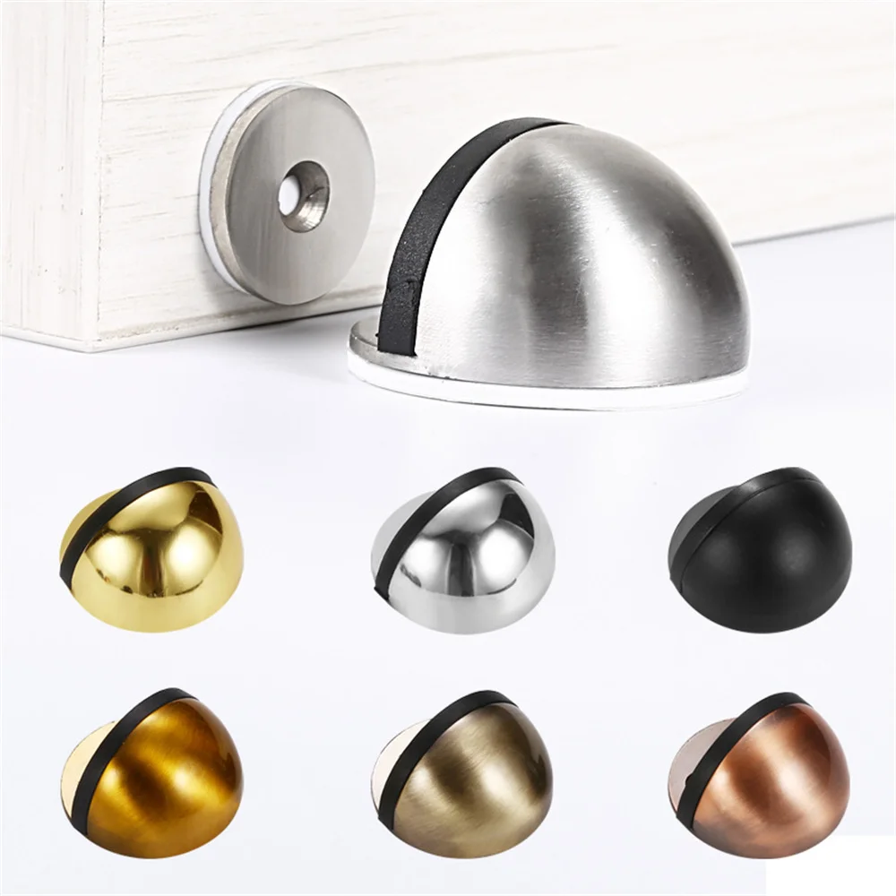 

Stainless Steel Rubber Magnetic Door Stopper Non Punching Sticker Hidden Door Holders Floor Mounted Nail-free Door Stops