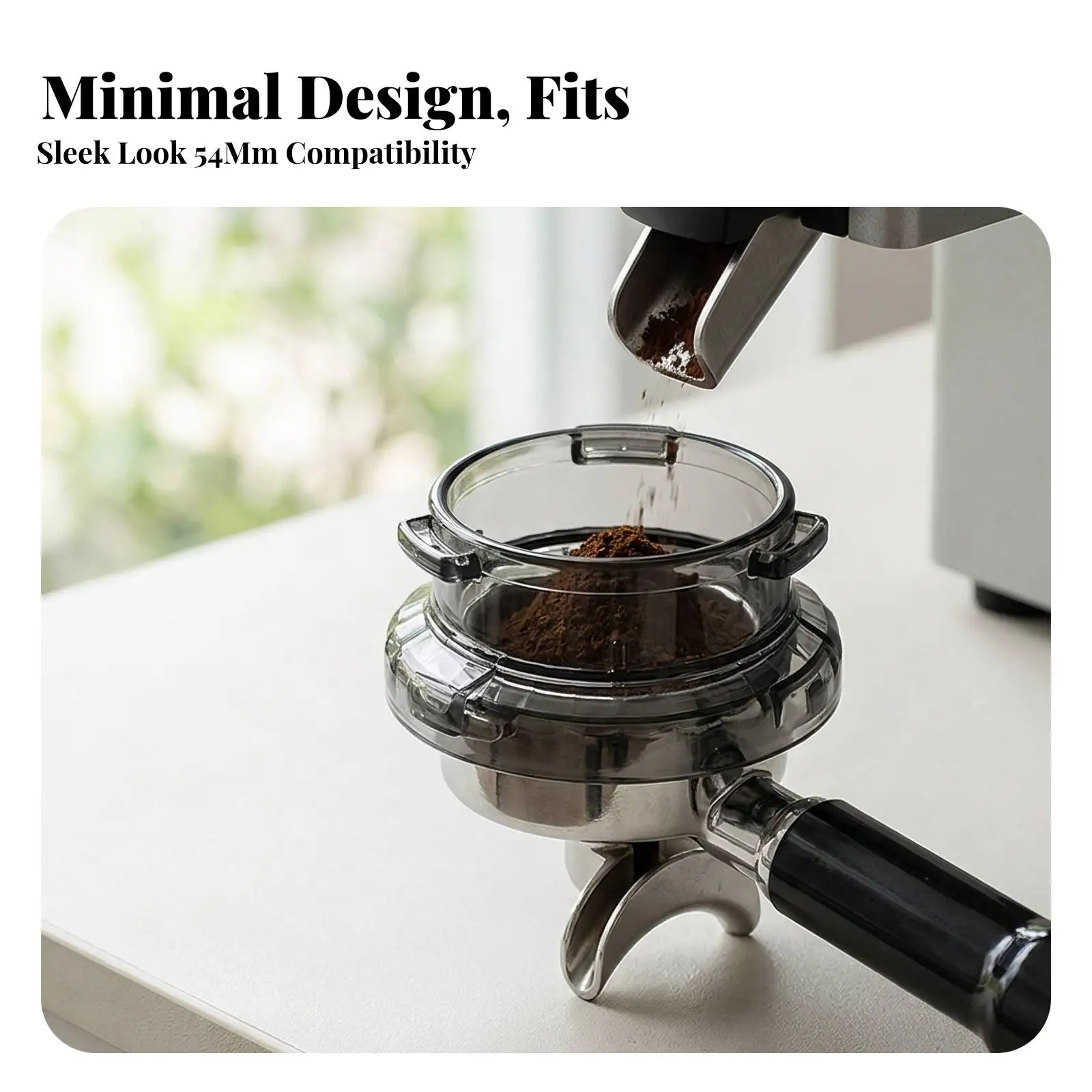 54mm Portafilter Dosing Collar Transparent Espresso Dosing Funnel Espresso Funnel with Ridged Base Compatible Slim