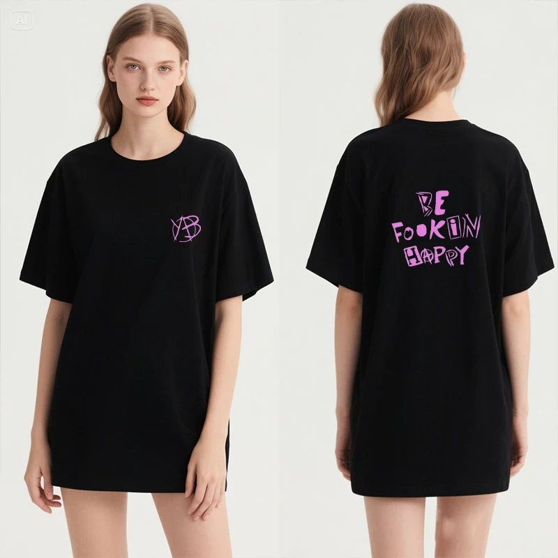 

Rock Singer Yungblud Be Fookin Happy printed T Shirt Men Women Summer Casual Cotton short sleeve T-shirts Hip Hop Fashion Tops