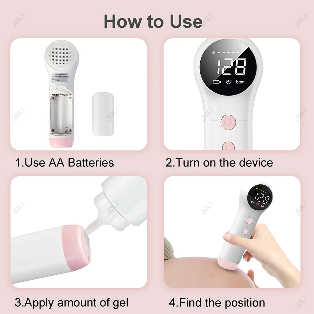 Portable Ultrasound Doppler Fetal Pregnancy Electronic Monitor For Pregnant Women Baby Fetal Movement Ultrasound Stethoscope
