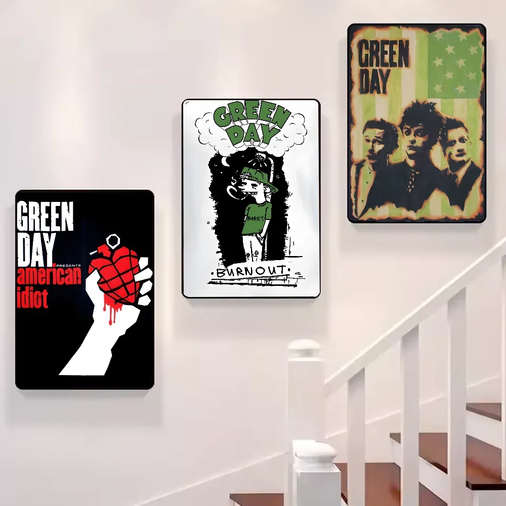 ملصق عتيق لليوم الأخضر لفرقة الروك ملصق ريترو قماش جمالي ومطبوعات صورة فنية جدارية لتزيين غرفة المعيشة