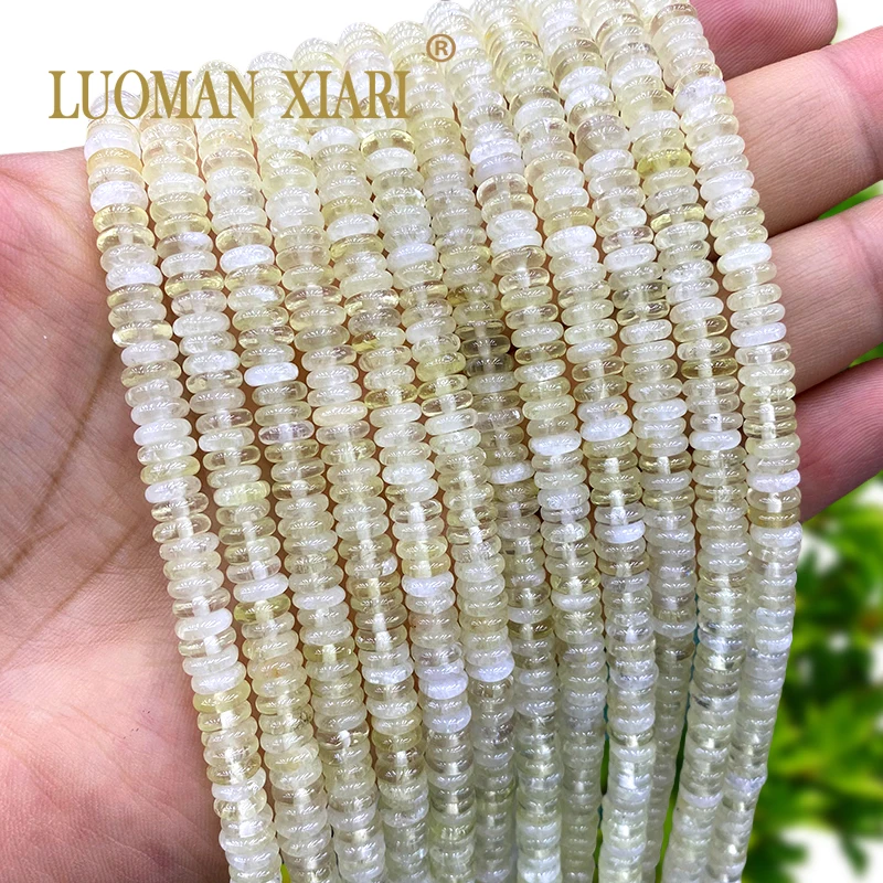 2x6MM Flat Rondelle AA Lemon Citrine Natural Stone Loose Abacus Spacer Beads for Jewelry Making Diy Bracelet Charms Accessories
