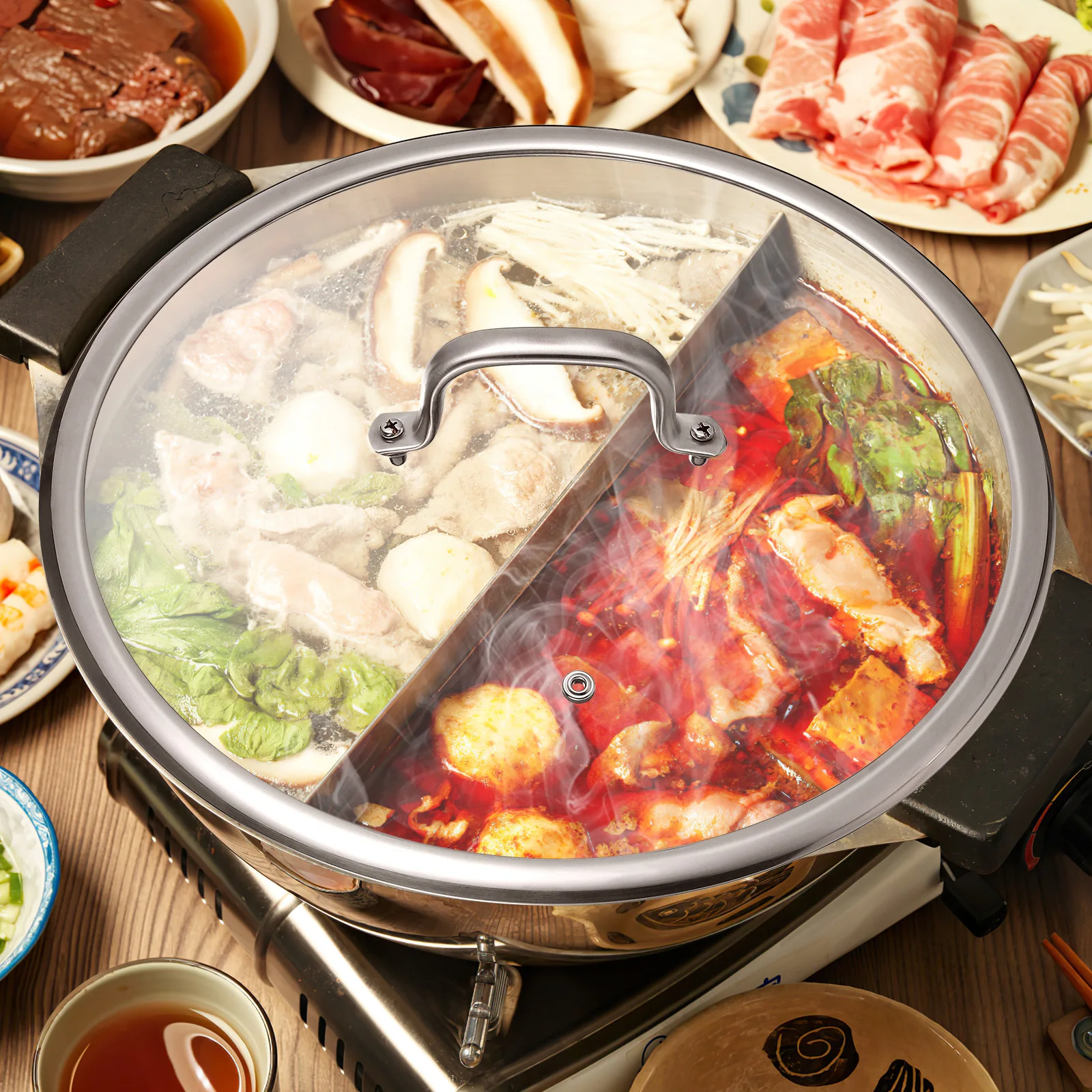 

Thickened Glass Pot Cover Universal Replacement Lid for Pots Woks Visible Cooking Drip Free Handle Kitchen Tool