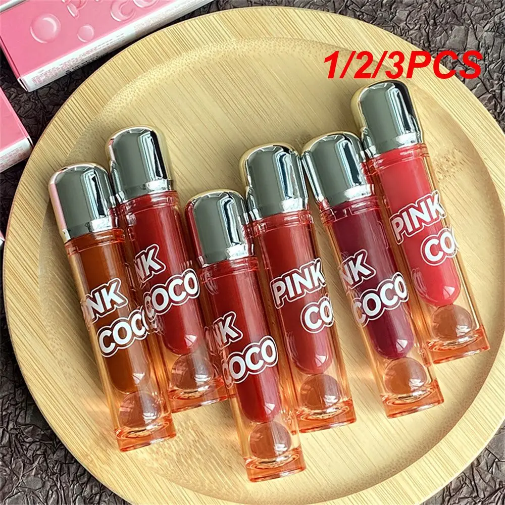 1/2/3PCS Mirror Lip Glaze White. Smooth Moisturizing Lip Gloss With Pearlescent Effect Non-stick Cup Lip Glaze Make-up