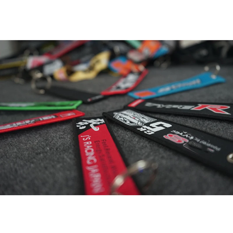 JDM Racing Rock Fashion Tags Keychain Rectangle Polyester Embroidery motorcycle auto key ring car accessories