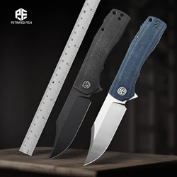 Petrified Fish P03 K110 Steel Folding Knives Flax Handle Pocketknife for Men Hunting Knife Outdoor Camping EDC Hand Tools