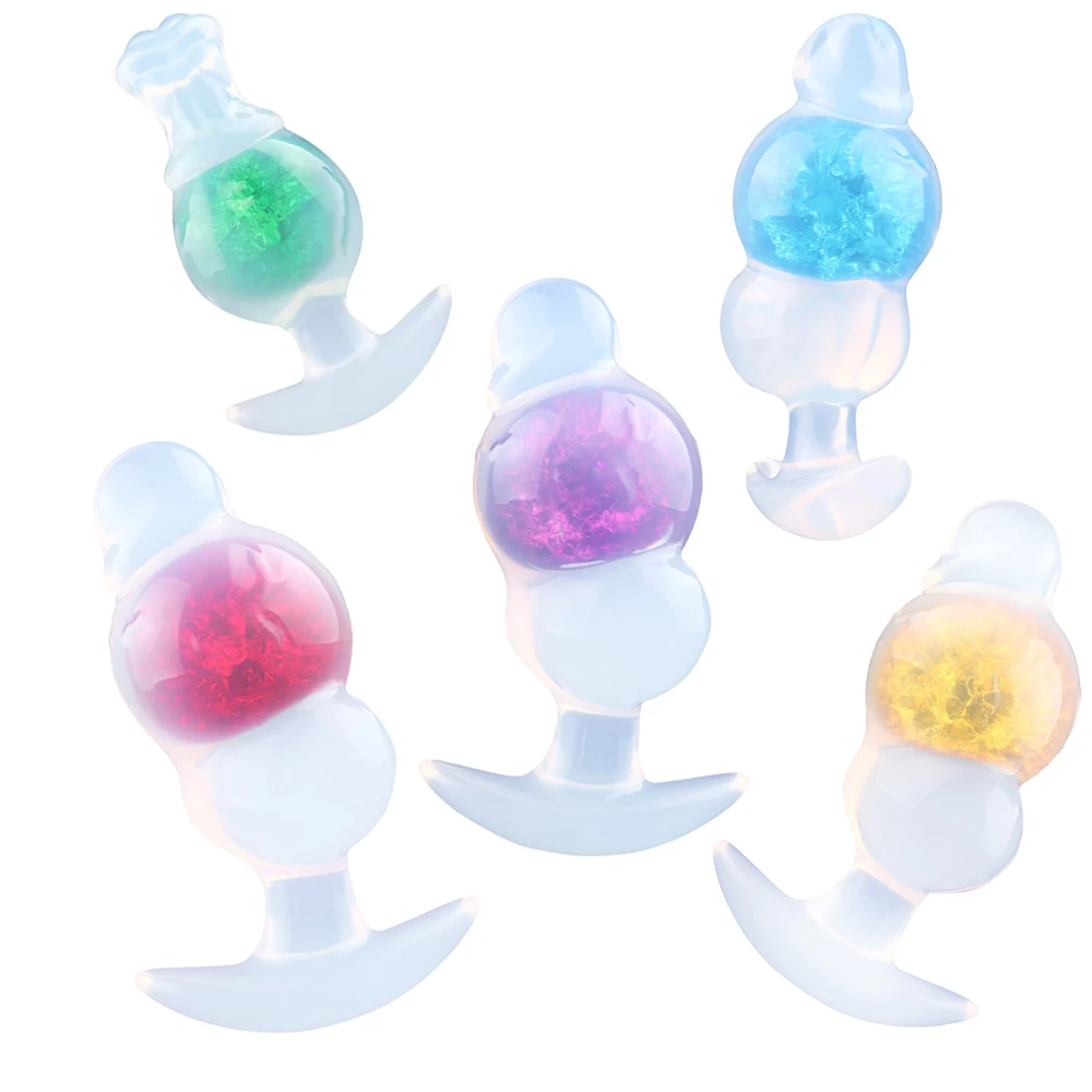 ELKKOST Multi color Transparent silicone Anal Bead Prostate Message Butt Plug Stimulate Adult Sex Toys for Female Masturbator