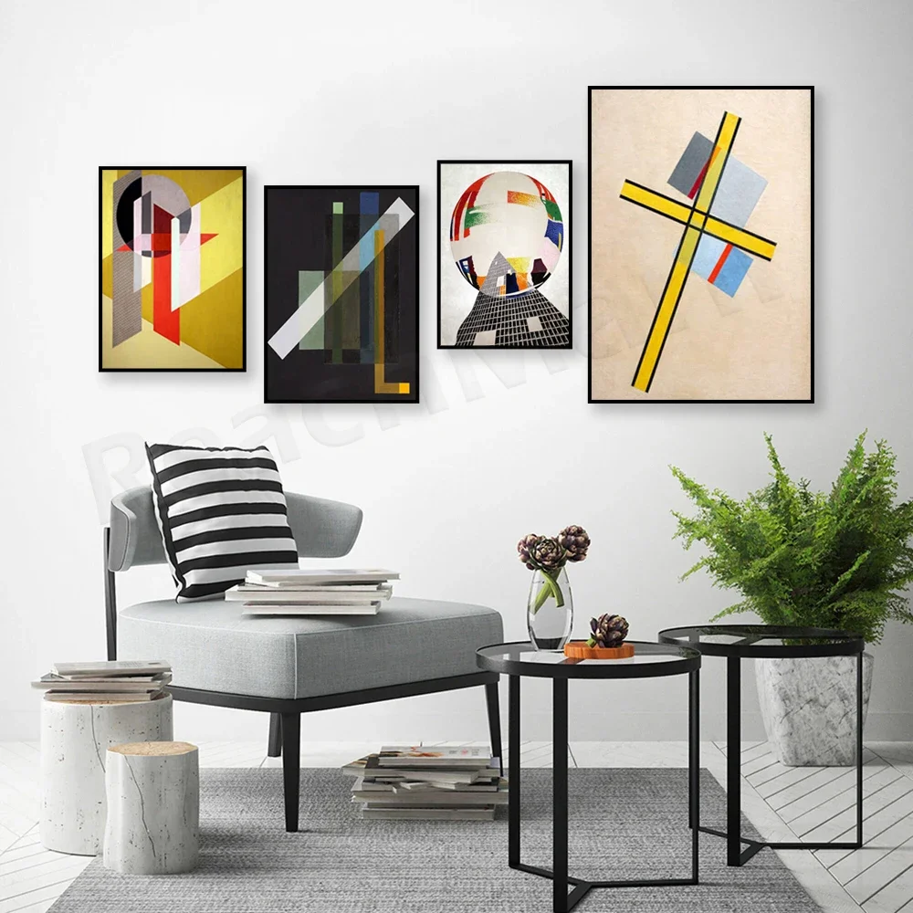 László Moholy-Nagy Prints, Constructivism Collection Vintage Canvas Painting Wall Art Poster Print Living Room Home Decor