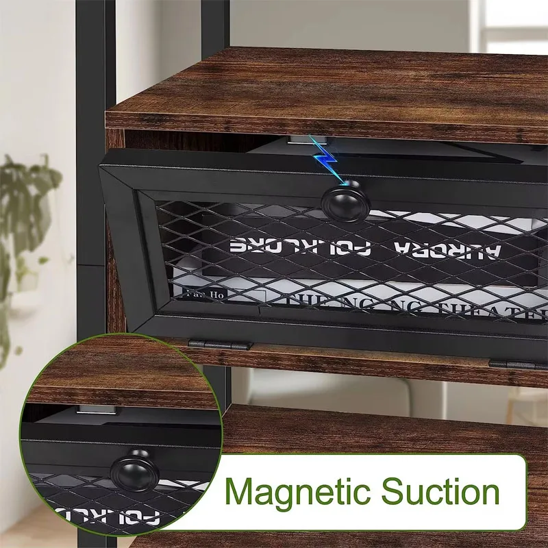 Set of 2 Side Tables with Charging Station – 3-Tier Night Stands with USB Ports and Drawer, Perfect for Narrow Spaces!