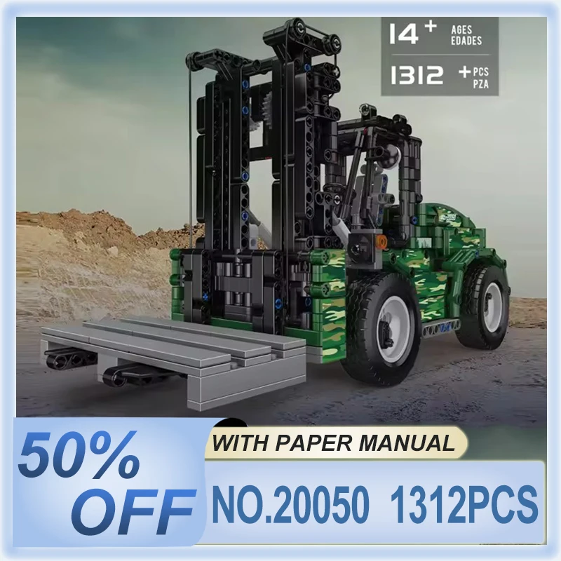 

MOULD KING 20050 RC Heavy-Duty Forklift Building Block Set with Pallet Technical Pick Up Truck Construction Toys Chrismas Adults