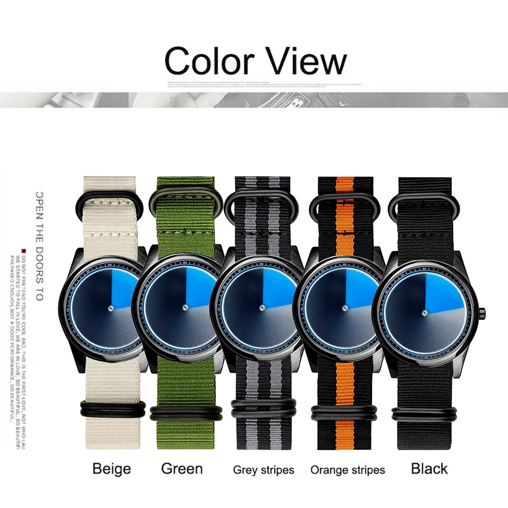 Enmex Individualization special wristwatch canvas  creative design Mysterious Gradient Blue fashion quartz clock men watch