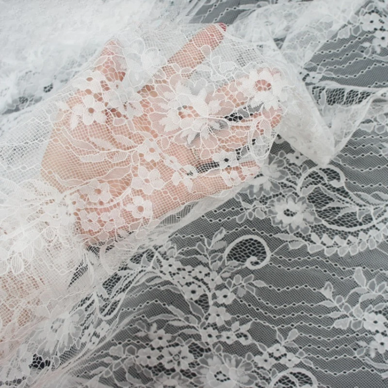 Mistlace Nylon Lightweight Lace Fabric, Skin-friendly Slight Strech Floral Lace for Wedding Dress Undergarment  Lining ML 281