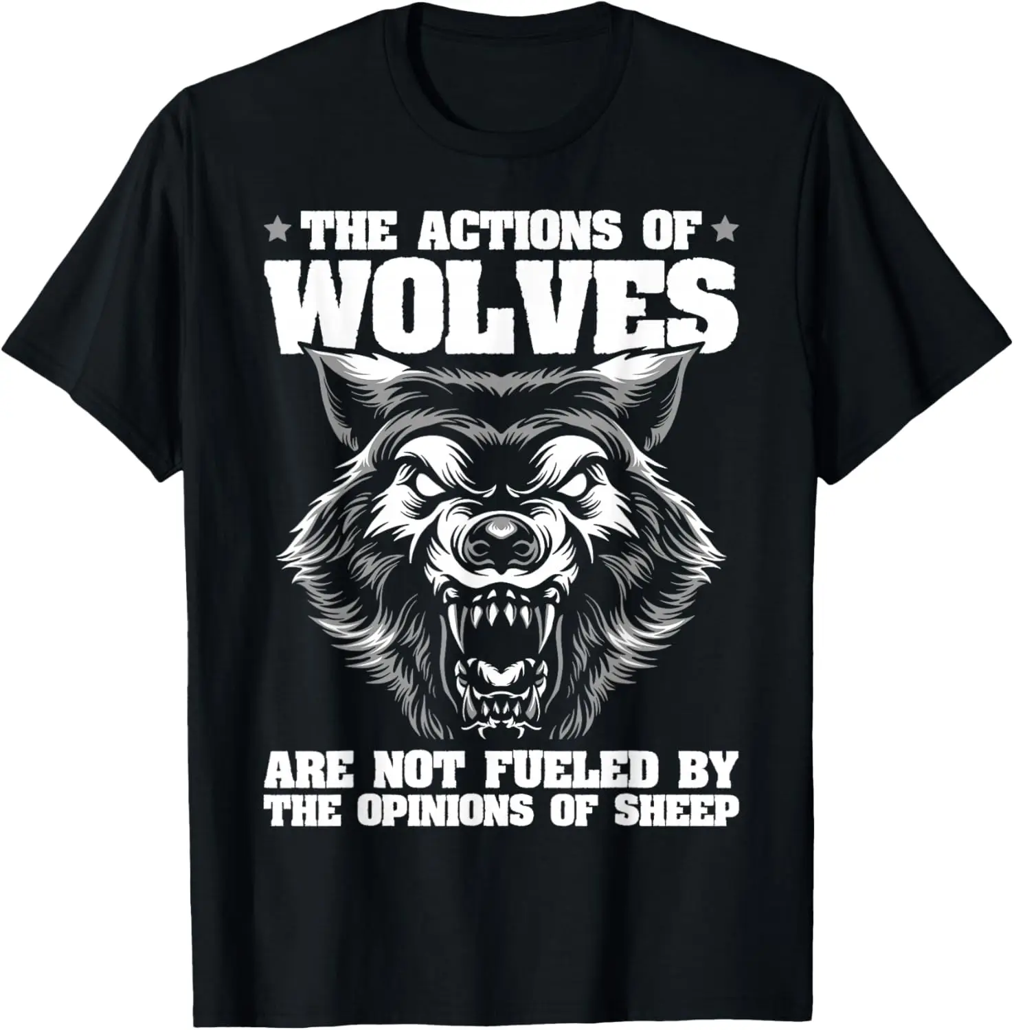 Wolf Design Actions Wolves Not The Opinions Of Sheep T-Shirt 100% Cotton Trendy Y2K Short-Sleeve Tee – Soft, Quick-Drying, All Occasion Casual  Suitable For Concert Party Hanging Out Sightseeing Trip