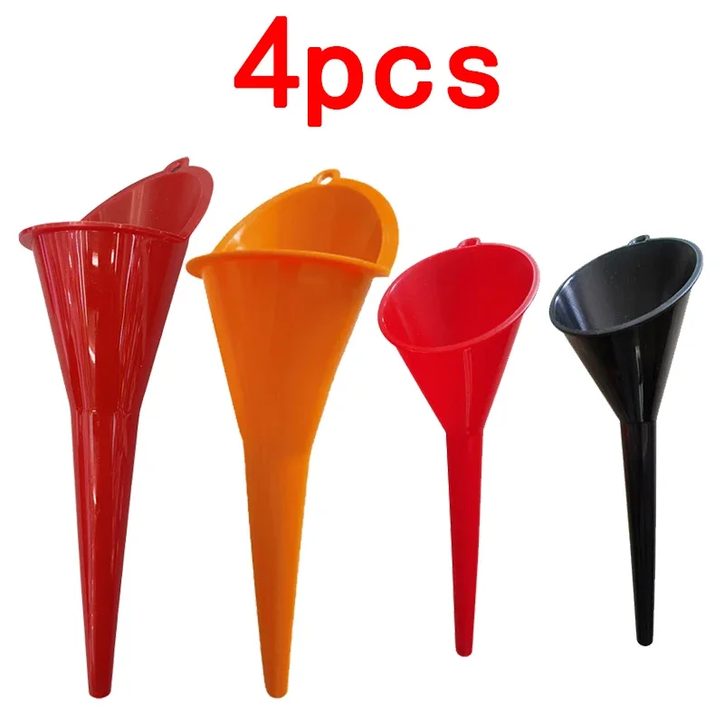 4pcs Car Long Stem Funnel Multi-Function Oil Fuel Filling Tools Anti-splash Plastic Funnel Moto Refueling Tools Auto Accessories