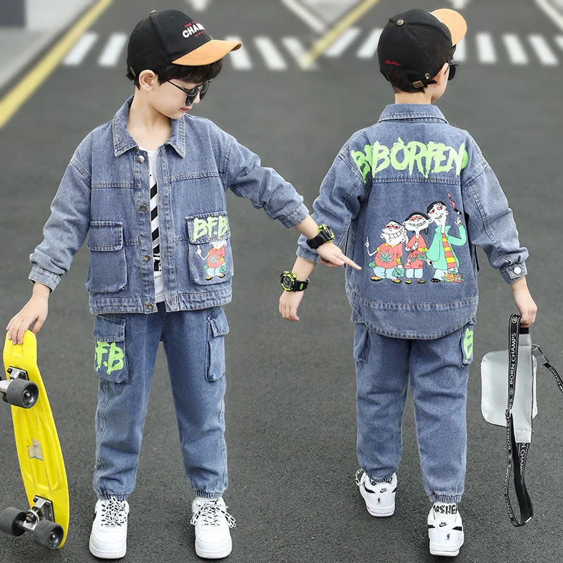 Boys Coat+Pants Kids Suits 2PCS/Set Cotton 2024 New Arrive Jean Spring Autumn Cotton Tracksuits Sport Christmas Gift Children Cl