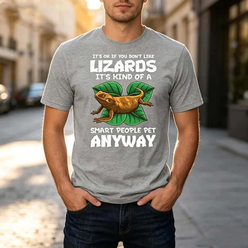 Funny Bearded Dragon Gift Pet Lizard Humor Reptile Herpetolo Unisex T-shirt Soft Cotton Crew Neck Mens Top  Harajuku Oversized
