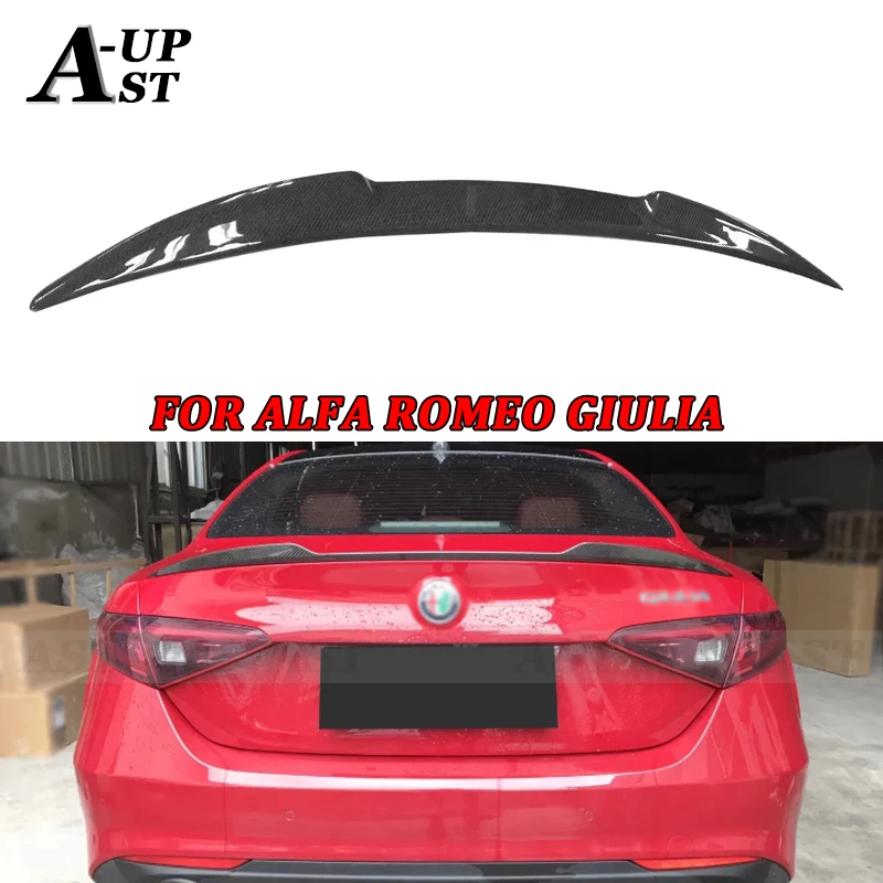 

Спойлер из углеродного волокна для Alfa Romeo Giulia, хвостовые плавники, сплиттер крыла утконоса, верхняя губа, откидной корпус, комплекты