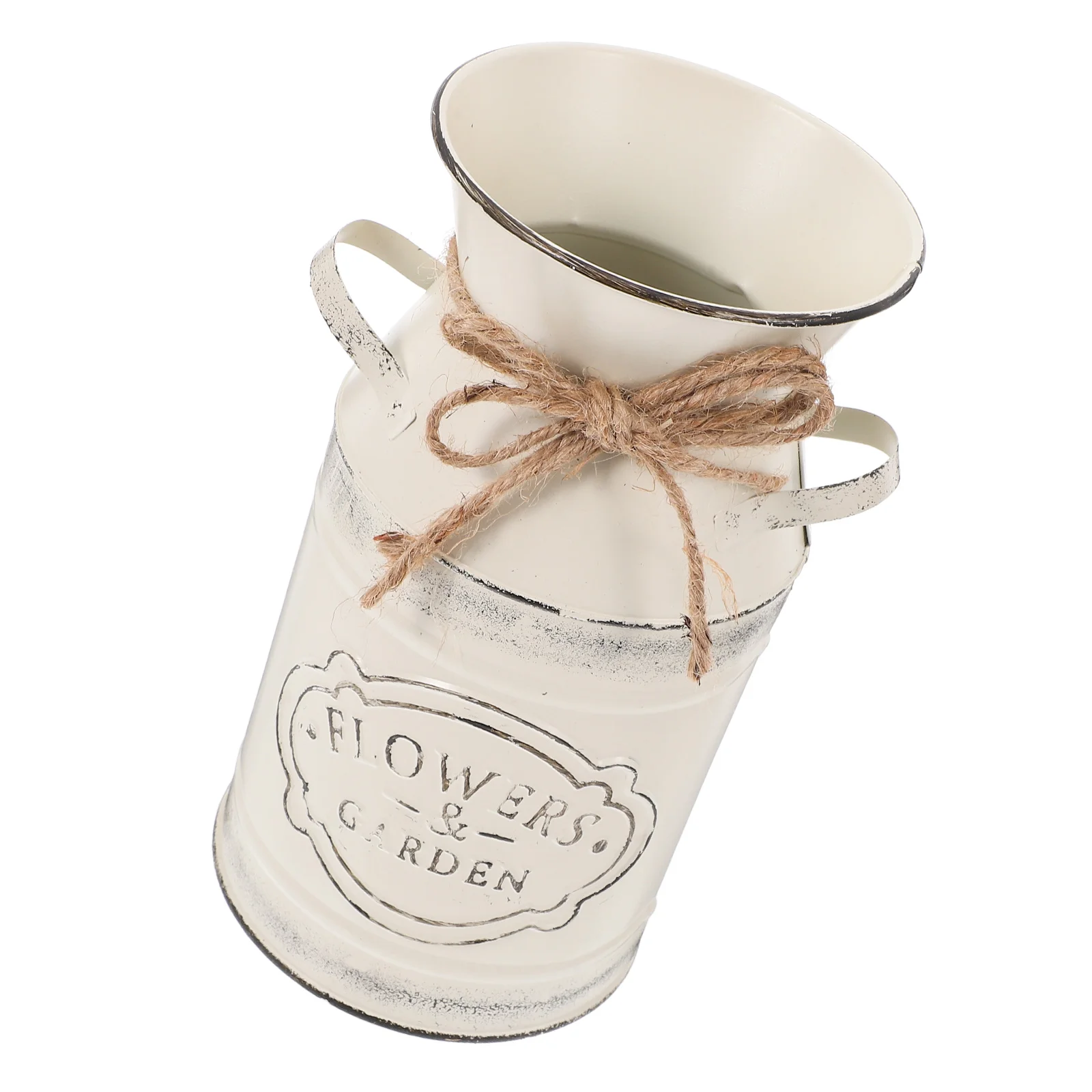 

s Retro Twine Vase Galvanized Bucket Farmhouse Pitcher Dried Floral Arrangements Country Plant Rustic Vintage Iron Flower Vase